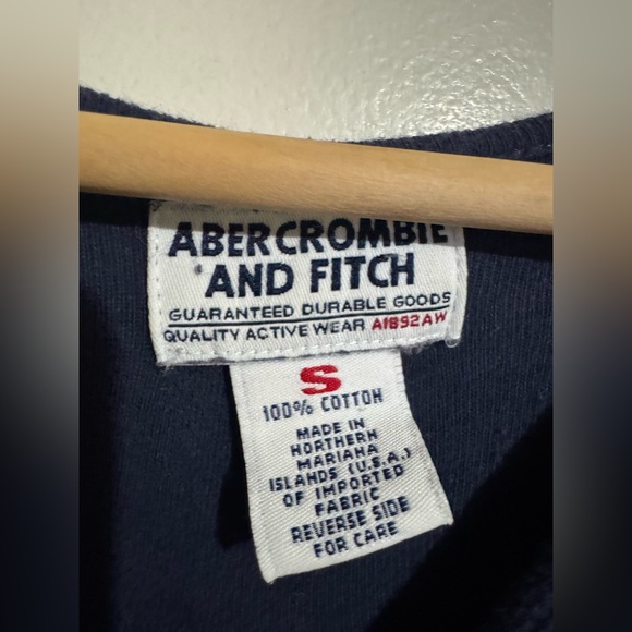 Vintage Abercrombie and Fitch Navy Long Sleeve Top tshirt Small FITCH # 34 - Picture 5 of 6